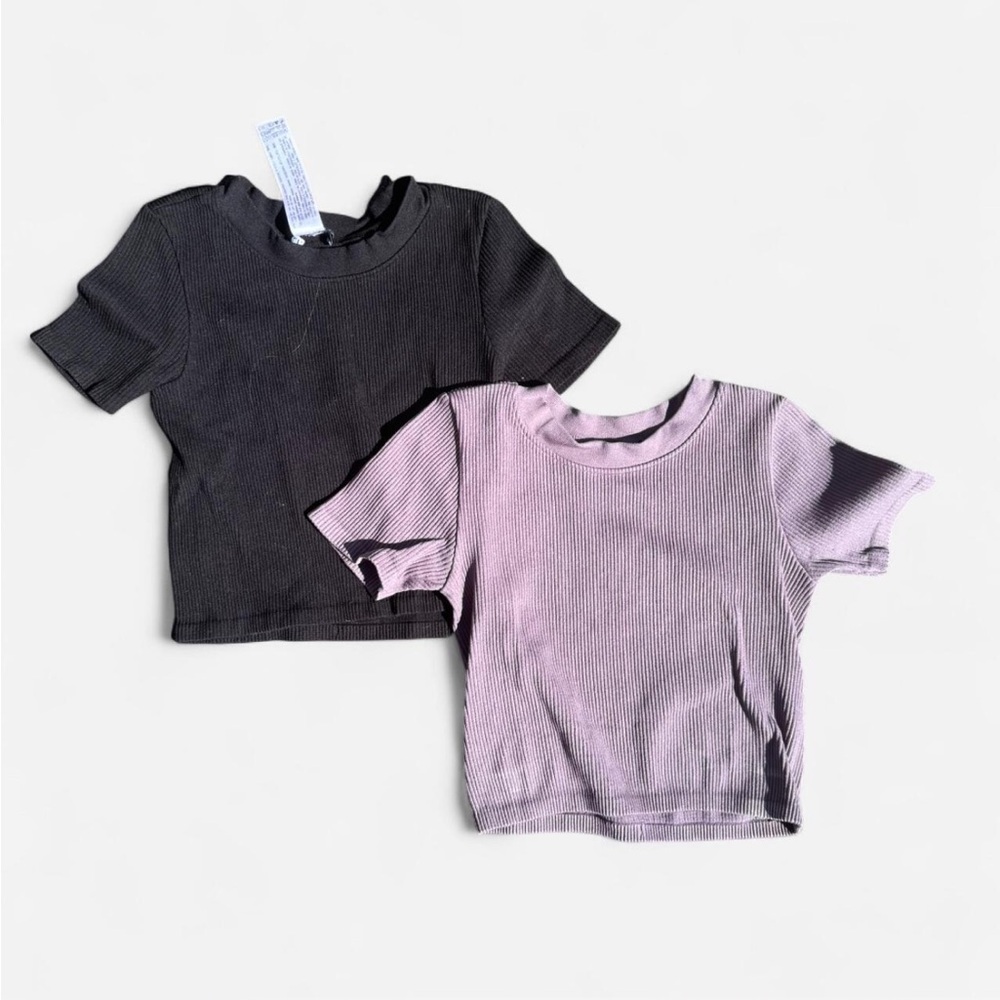 Zara Black and Purple Crop Tops